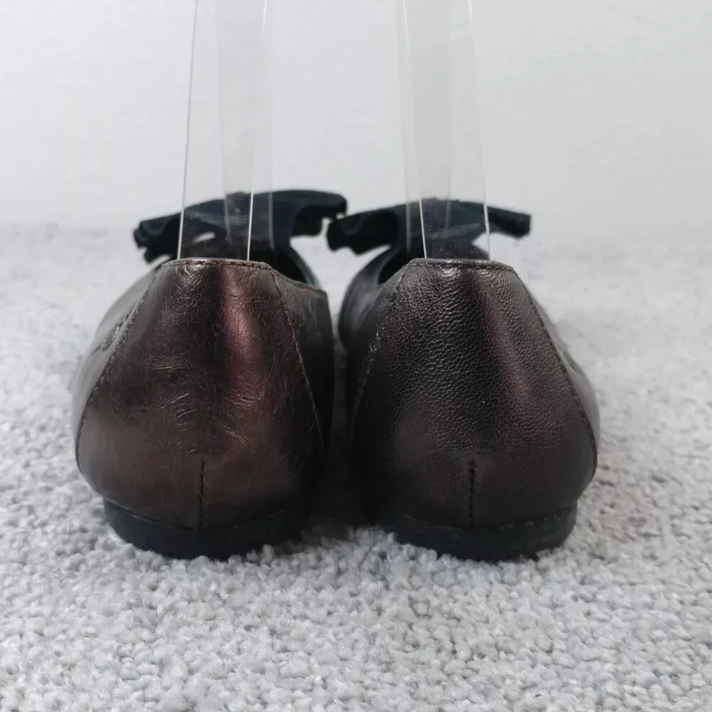 Born Molly Ballet Flats Womens 6 Comfort Shoes Slip On Bow Brown Bronze Leather - Picture 8 of 11